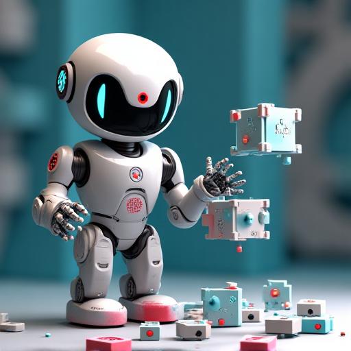 Robot ensamblando piezas de código